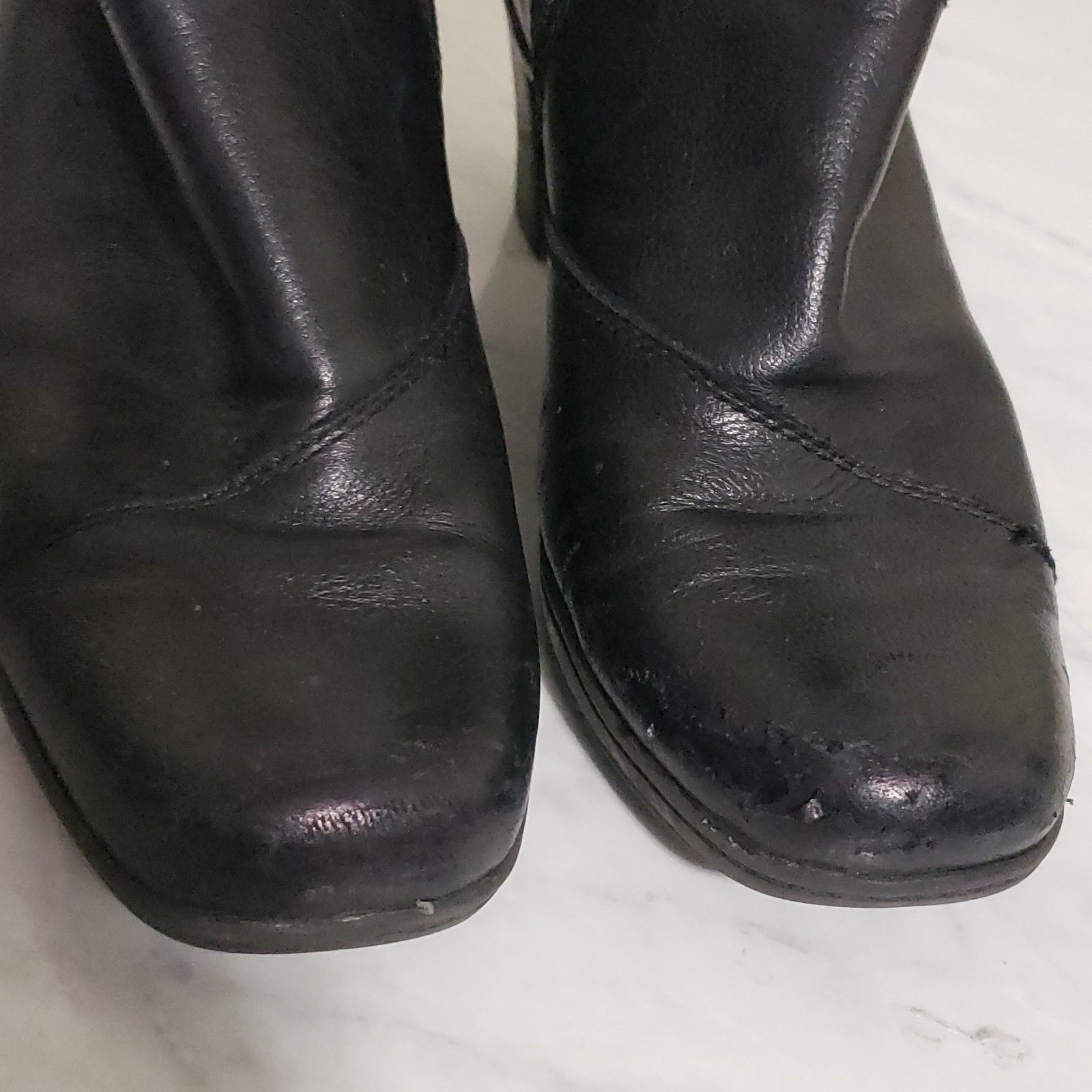 Clarks Women's Black Leather Heel Boots Mid Calf Zip Up Comfort Size 9M ...