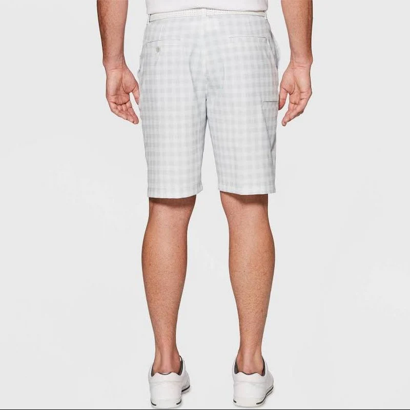 Jack Nicklaus Golf Shorts Men's Size 34 Gray White Plaid Stay Motion
