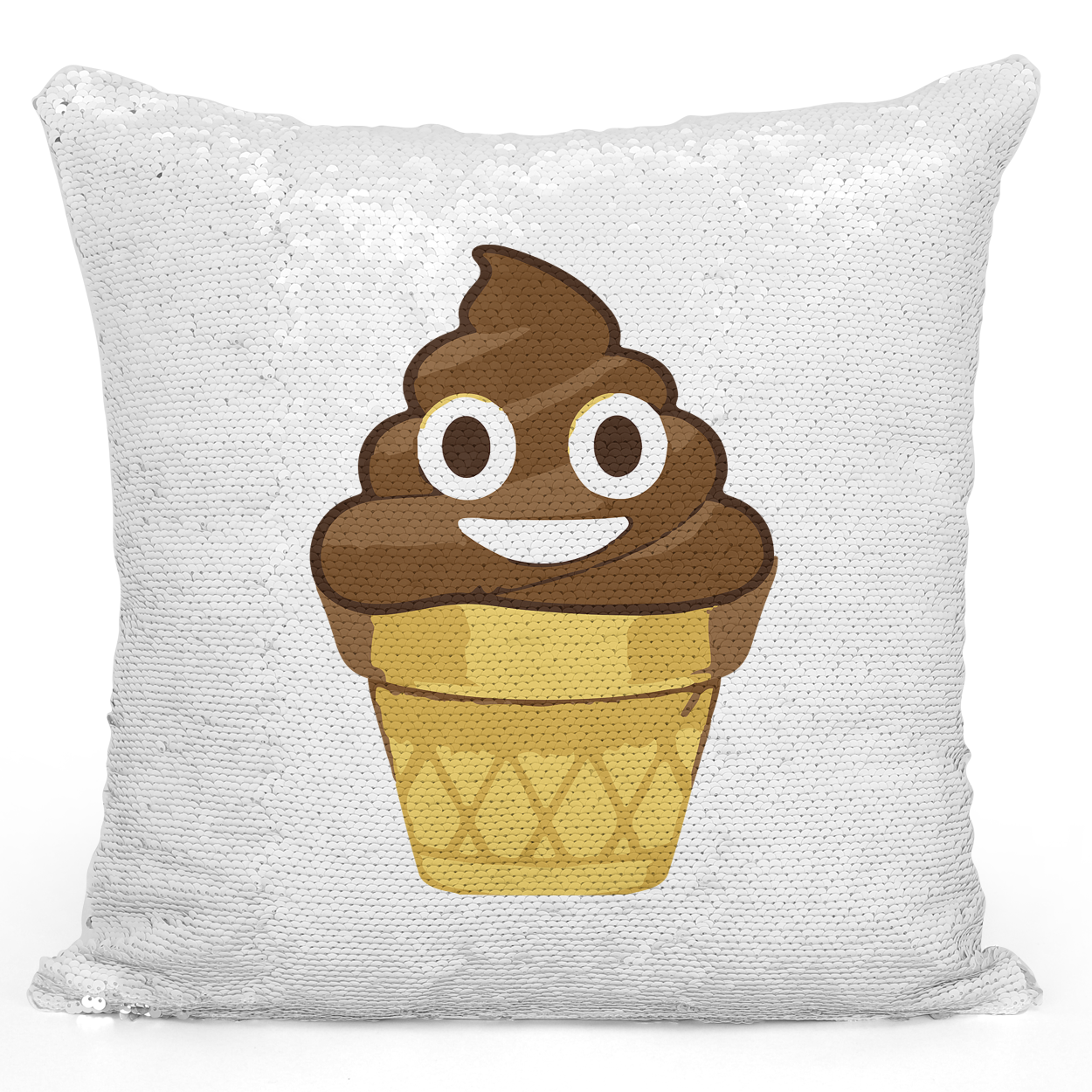 sequin poop emoji pillow