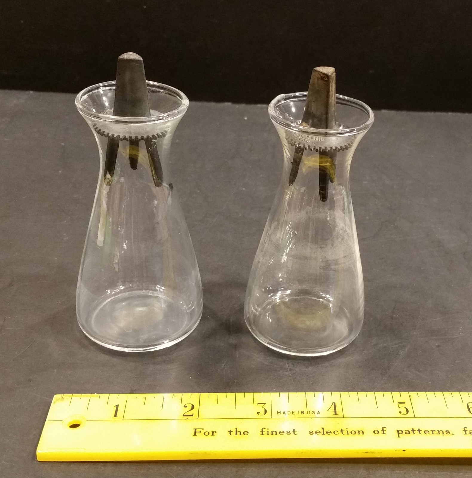 Vintage Pyrex Salt and Pepper Shakers Butterfly Black Top Other