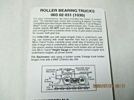 Micro-Trains Stock # 00302031 (1030) Roller Bearing Trucks Short Extension (N) image 3