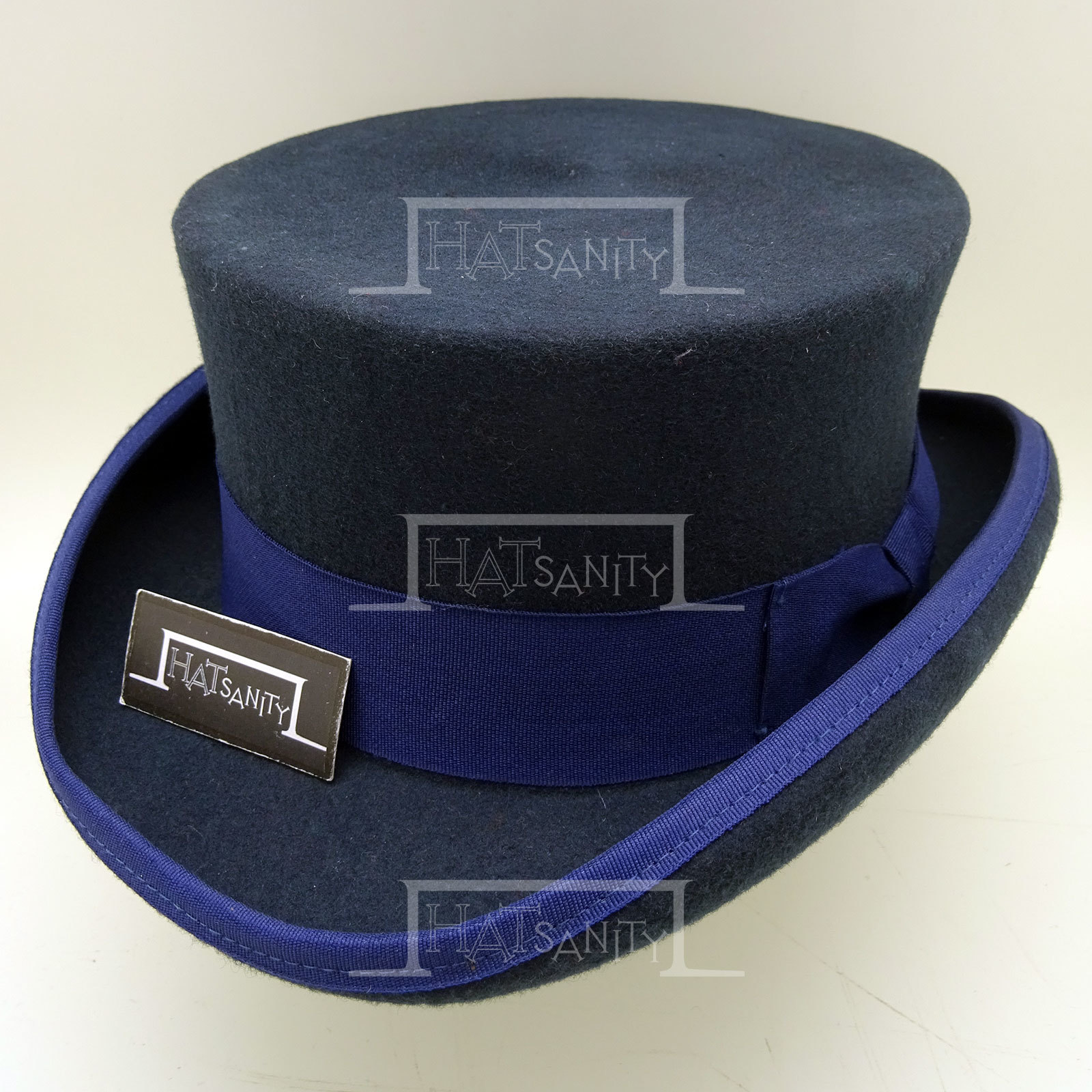 HATsanity Unisex Retro Wool Felt Formal Tuxedo Coachman Hat - Navy Blue