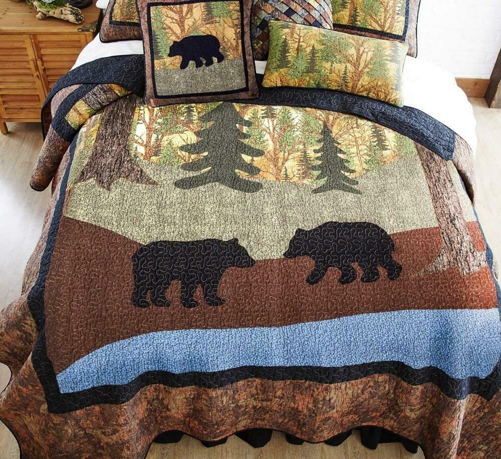 Donna Sharp Two Bears Quilted Rustic Country Lodge Wildlife 3 pc King