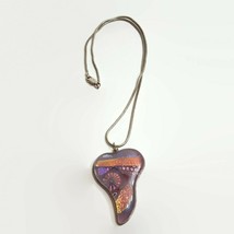 Pink Dichroic Glass Sterling Silver Snake Chain Necklace  - $27.16