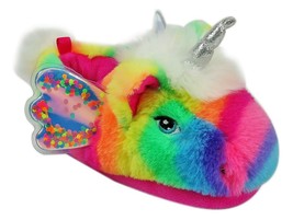 RAINBOW UNICORN Girls Plush Slippers w/Wings & Horn NWT Toddler's Sz. 5-6 or 7-8 - $6.99
