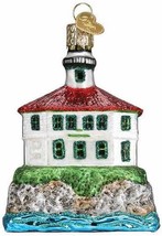 Eldred Rock Lighthouse Old World Christmas Ornament Glitter Accents New - $29.09