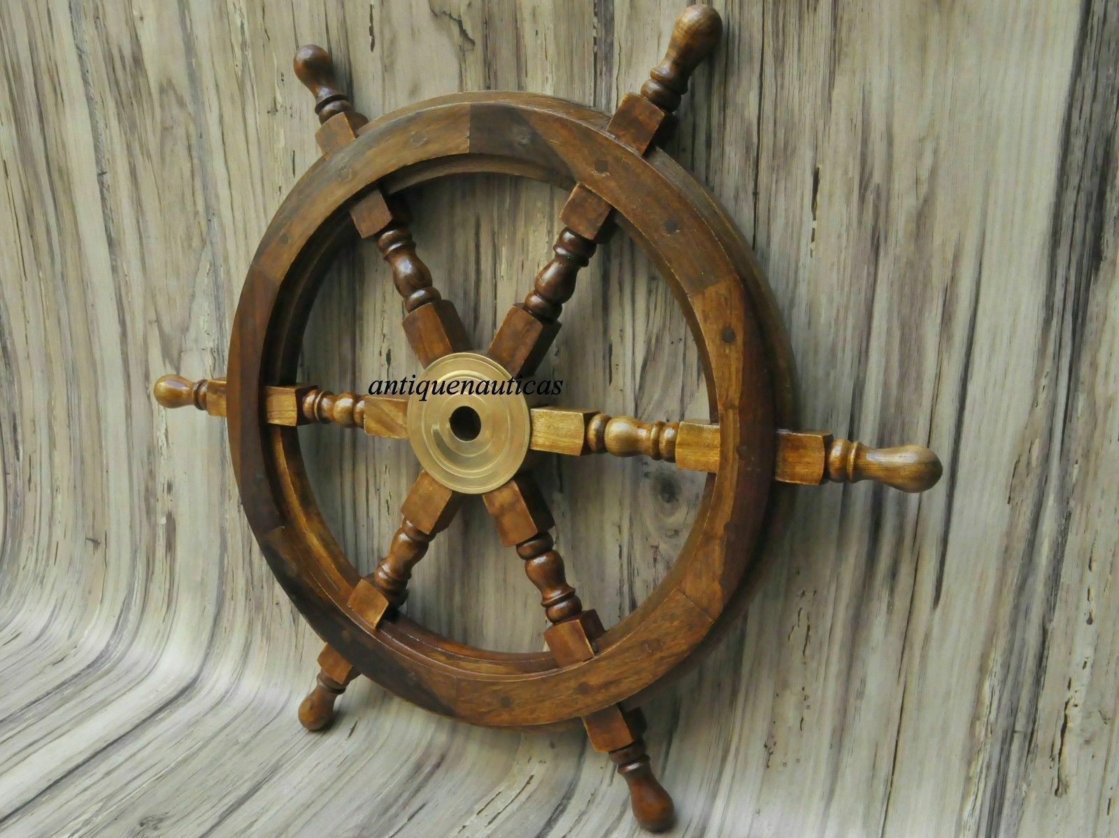 Nautical Wooden Ship Steering Wheel Handmade Wood And Brass 18 ship wheel