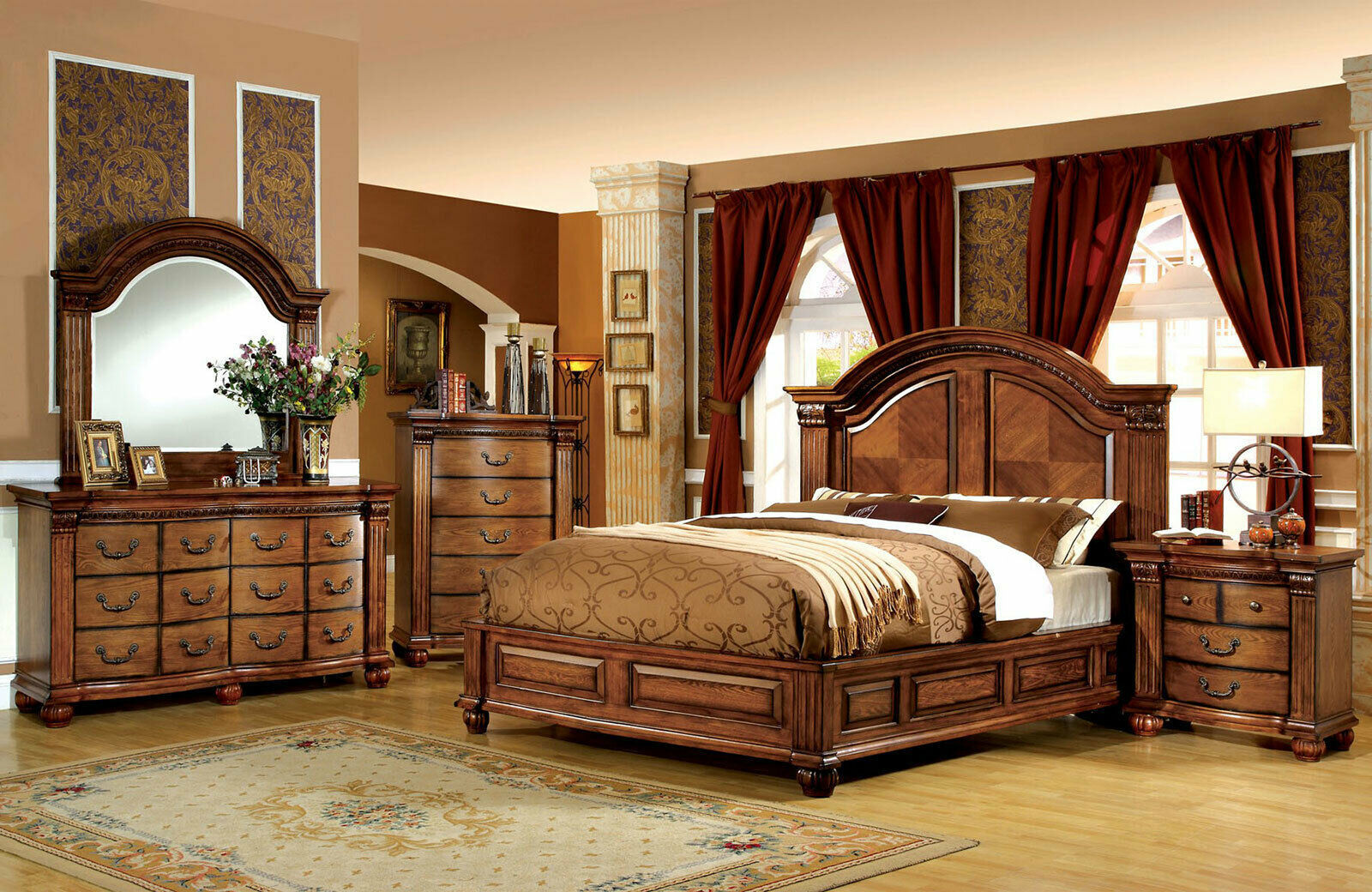 oak furniture in bedroom