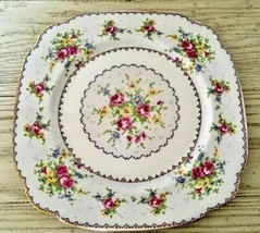 Royal Albert Petit Point Square Dinner Plate Needlepoint Floral England 9 1/2" - $18.69