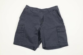 Vintage 90s Gap Mens Size 34 Faded Above Knee Cargo Shorts Navy Blue Cotton - $49.45