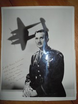 Vintage Glossy Airforce Officer With Plane In Background Inscribed 8x10 ... - $15.99