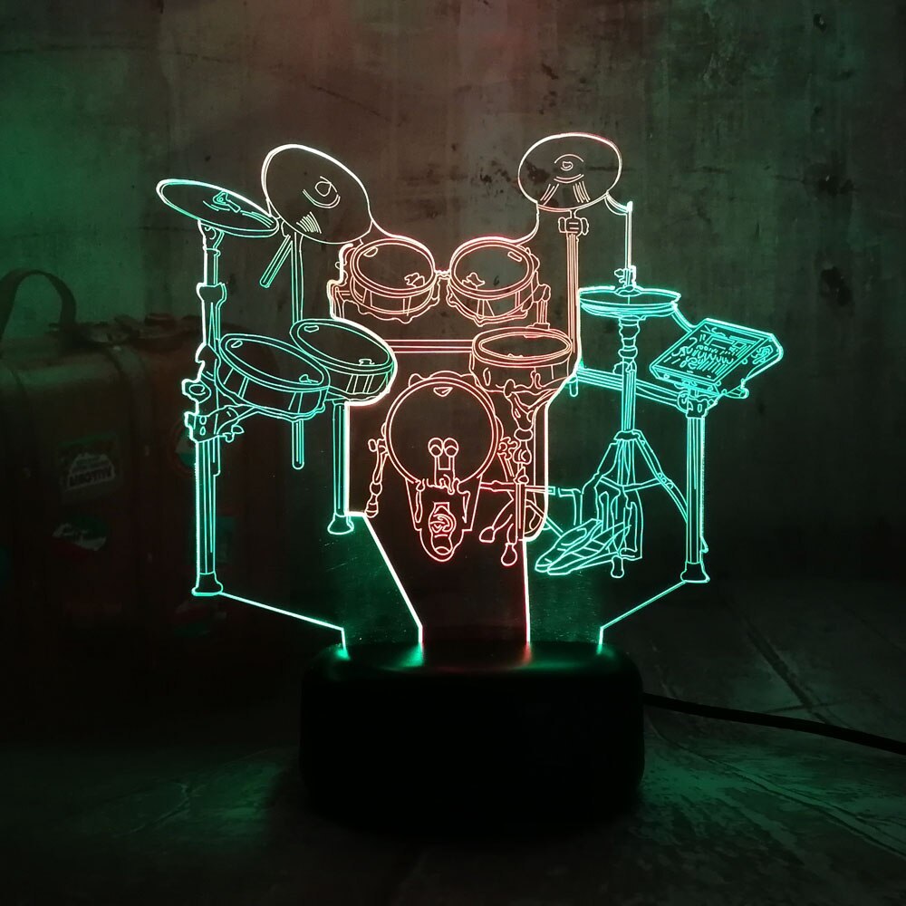 Novelty Musical instrument Jazz Drum Set 3D LED RGB Double Mixed Dual