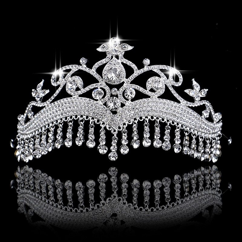 2021 Fashion Wedding Tiaras Long Rhinestone Drop Tassel Crowns Crystal Bridal Ha