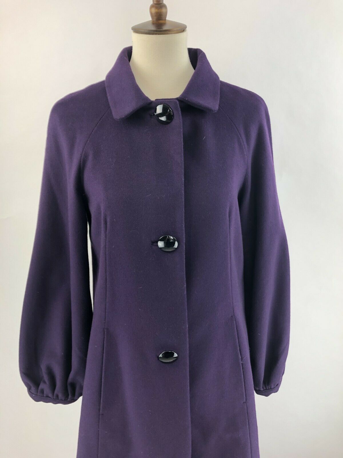 Banana Republic Wool Blend Pea Coat Womens Medium Purple Puff Sleeve ...