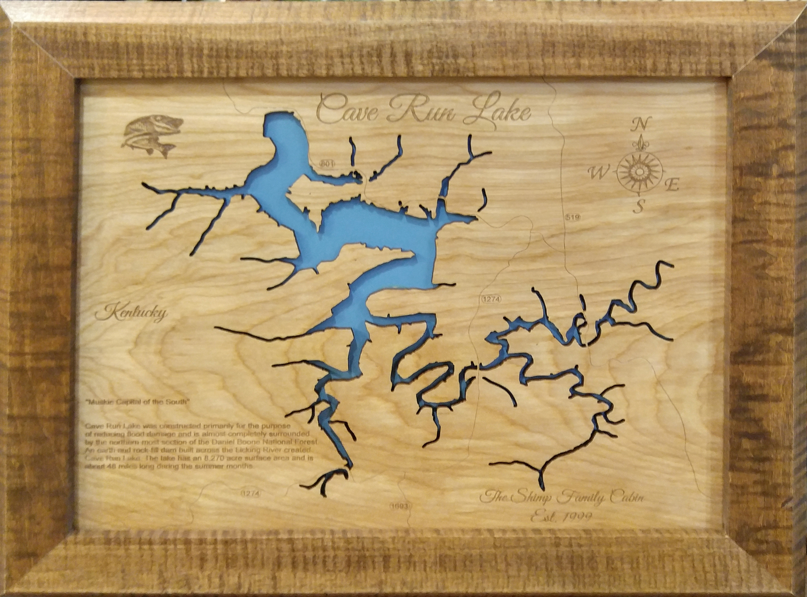 Cave Run Lake Kentucky Laser Cut Wood Map And 50 Similar Items