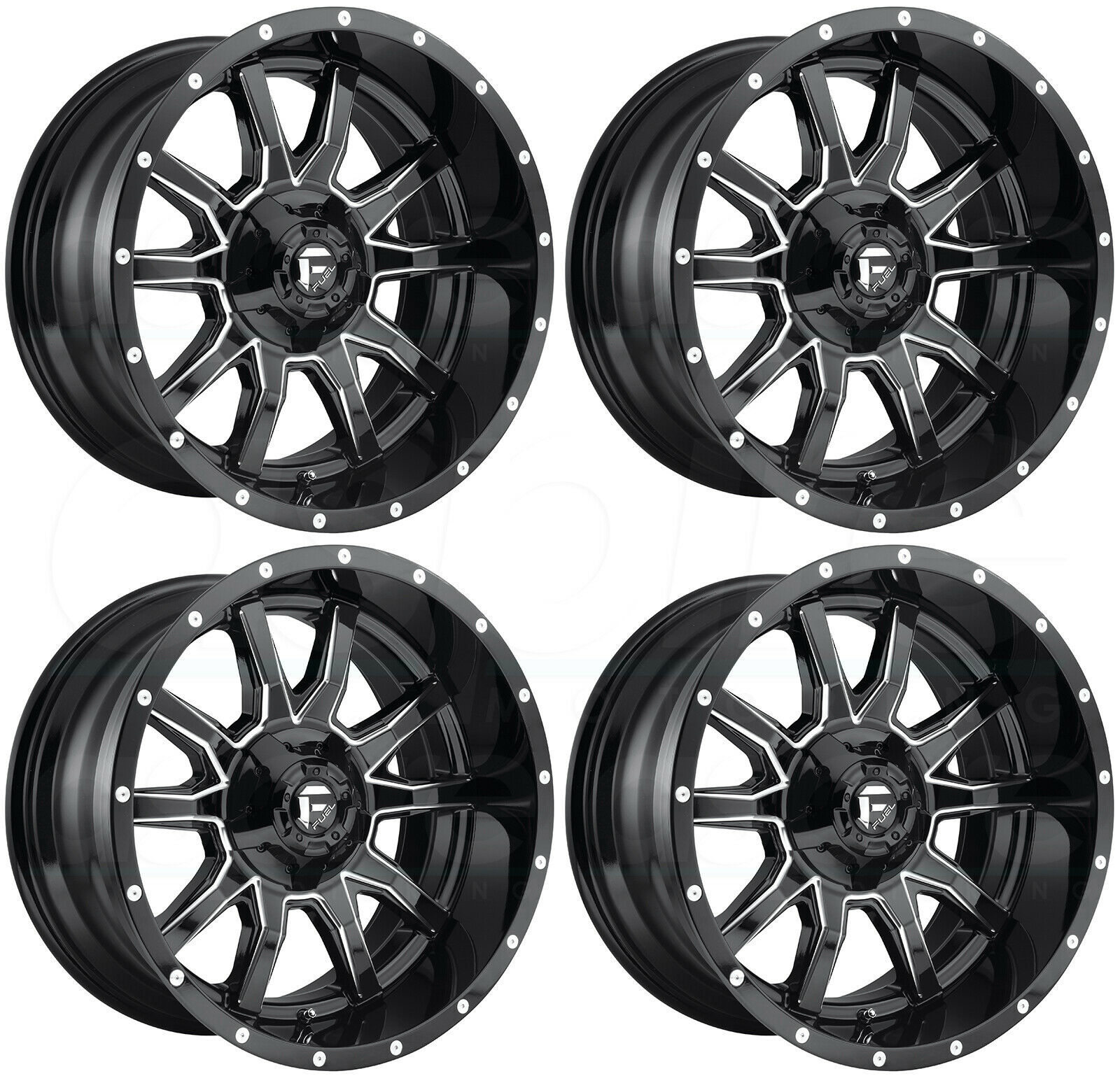 18x9 Fuel Vandal D627 6x135/6x5.5 1 Black Milled Wheels Rims Set(4 ...