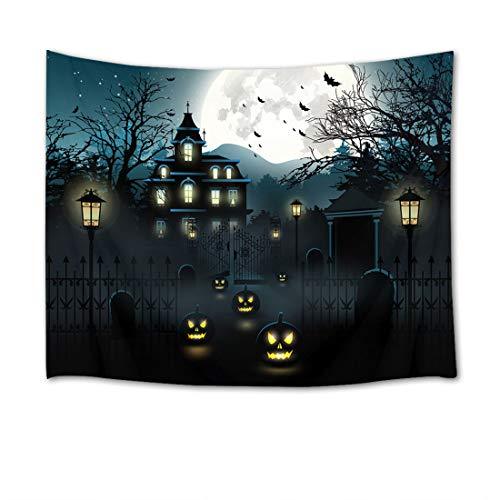 HVEST Halloween Tapestry Scary Pumpkin Night Tapestry Wall Hanging
