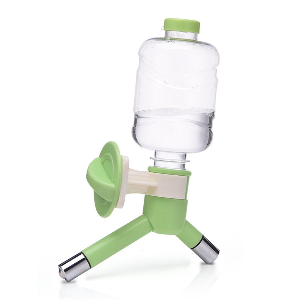 YOURKEY NoDrip Pet Water Bottle Drinker Dog Kennel Cage Water Dispenser Green 2 Dishes