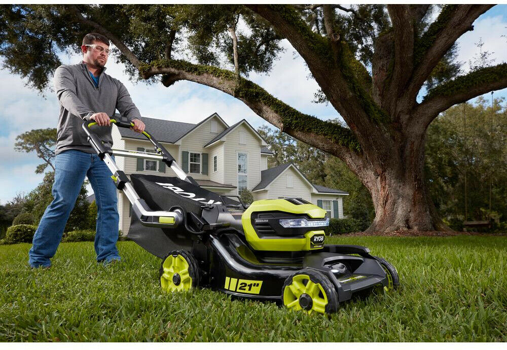 RYOBI Self Propelled Lawn Mower 21 in. 40-Volt Lithium-Ion Cordless ...