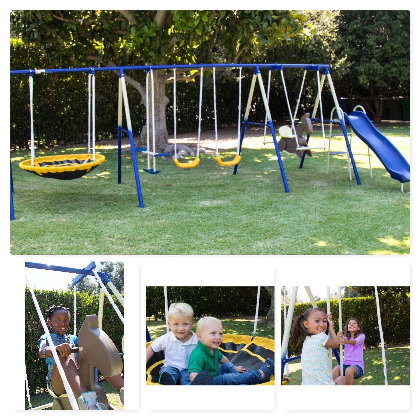 Outdoor Swing Set Playground Kid Play Swingset Playset Slide Saucer
