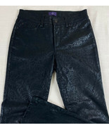 NYDJ Sz 2P Not Your Daughters Jeans BLACK MEDALLION Flocking Slim Straig... - $24.75
