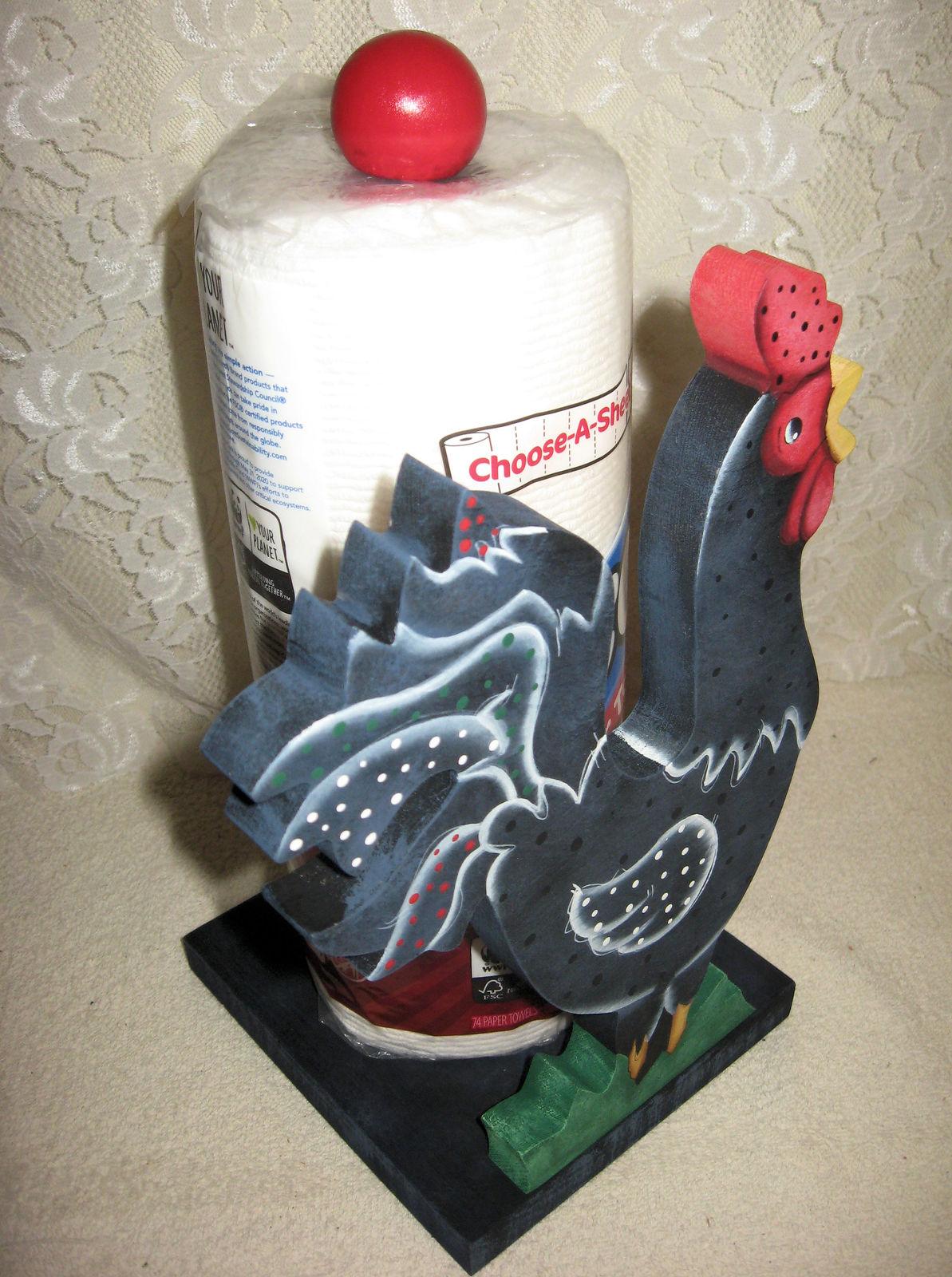 Paper Towel Holder, Rooster Kitchen Decor, Wood Towel Holders, Unique