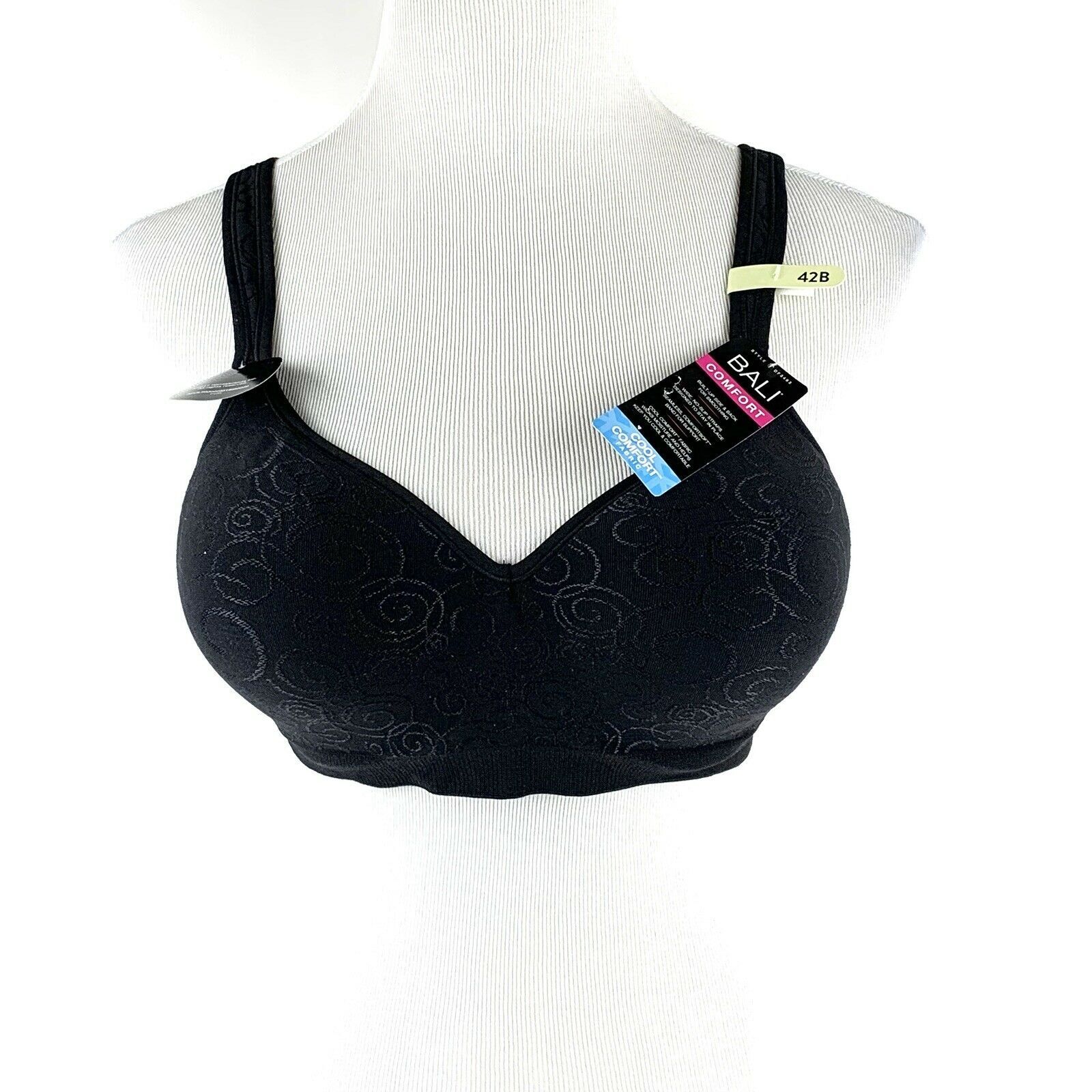 BALI Comfort Revolution WireFree Bra 3463 Black 42B White 38C New