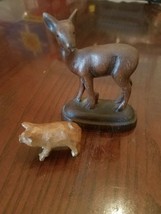 small Deer and Pig Figurines wooden - $24.70