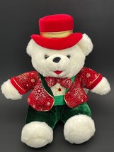 Dan Dee 2003 Snowflake Teddy Bear 12" White Stuffed Plush Christmas Top Hat - $19.34