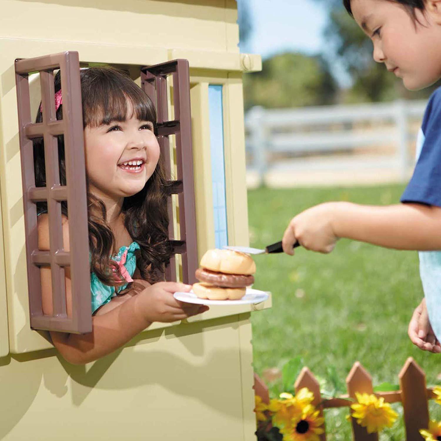 Children Playhouse Plastic Kids Outdoor Garden Log Cabin ...