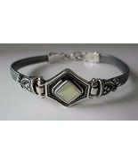 Natural Mother of Pearl Byzantine 925 Sterling Silver Bracelet 7&quot; - $58.75