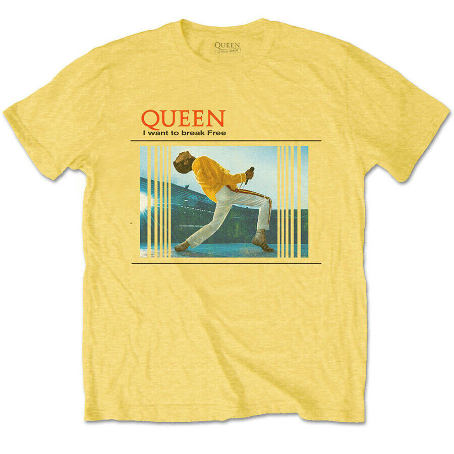 Queen-Freddie Mercury-Break Free-Yellow T-shirt
