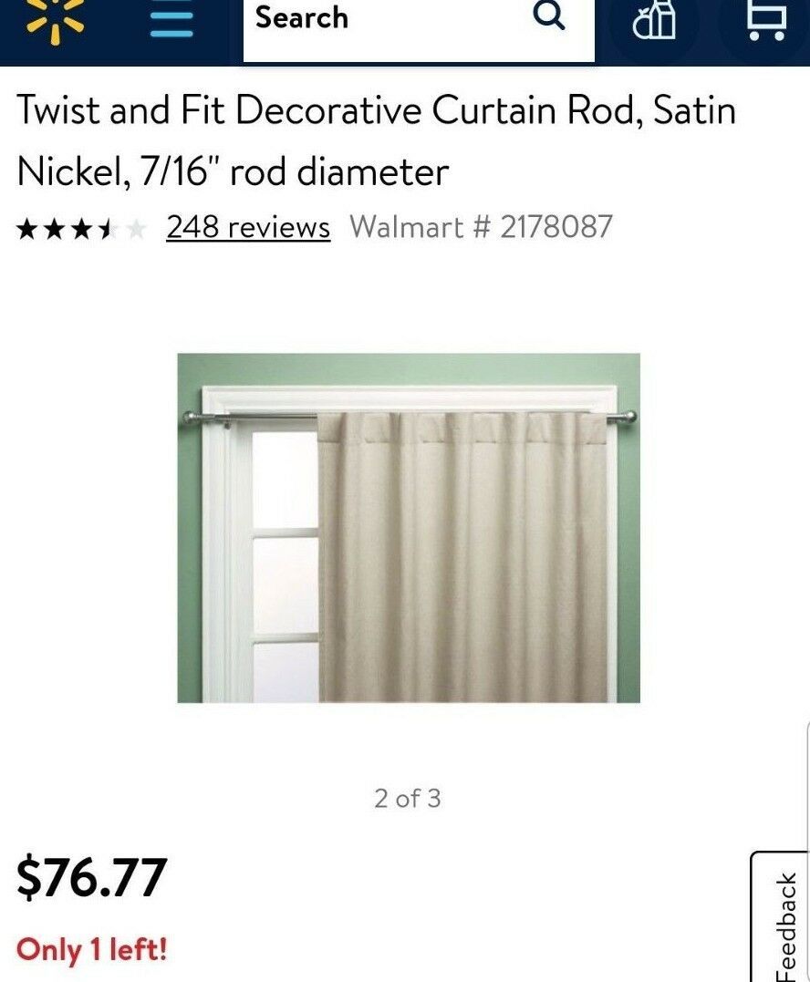 Primary image for Mainstays Twist and Fit Decorative Curtain Rod - SATIN NICKEL BALL Home DECOR