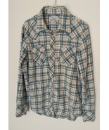 True Religion Men&#39;s Plaid Long Sleeve Pearl Snap Western Shirt Size Medi... - $29.69