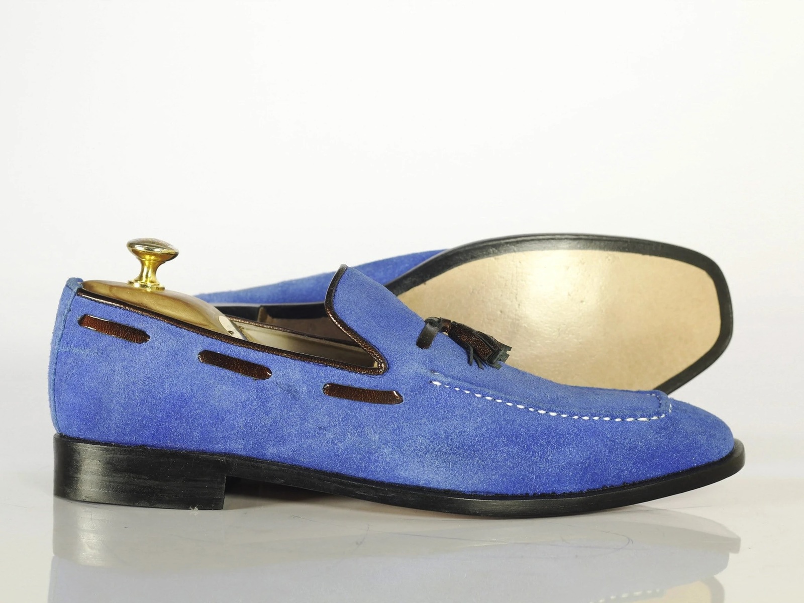 Men’s Handmade Blue Suede Loafer Shoes, Men’s Tussles Loafers Shoes ...
