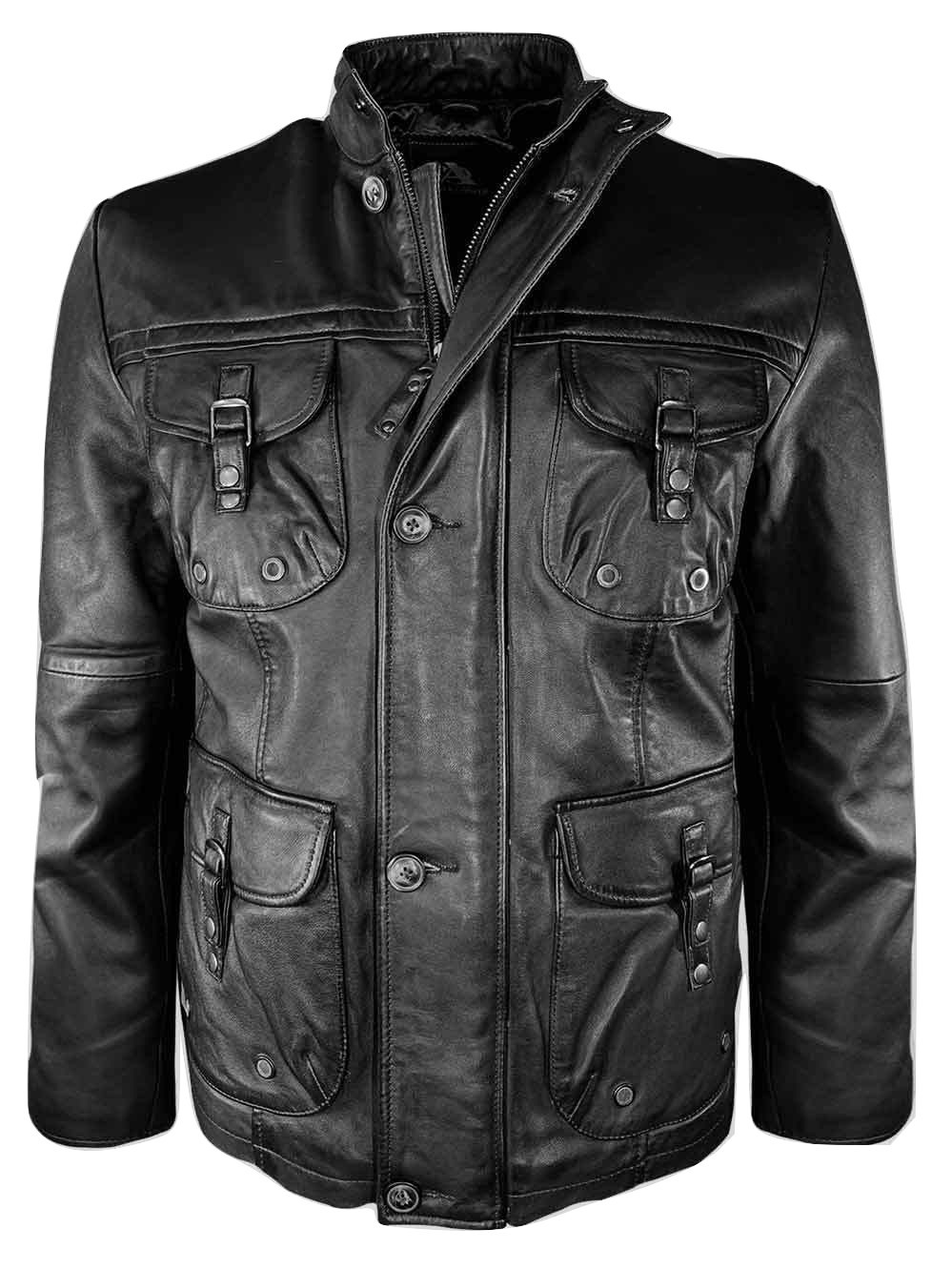 COFFEE COLORED MID-LENGTH REAL LEATHER JACKET FOR MEN - Blazers & Sport ...