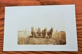 Vintage Sepia Tone Post Card Horses Plowing a Field Unused - $10.00