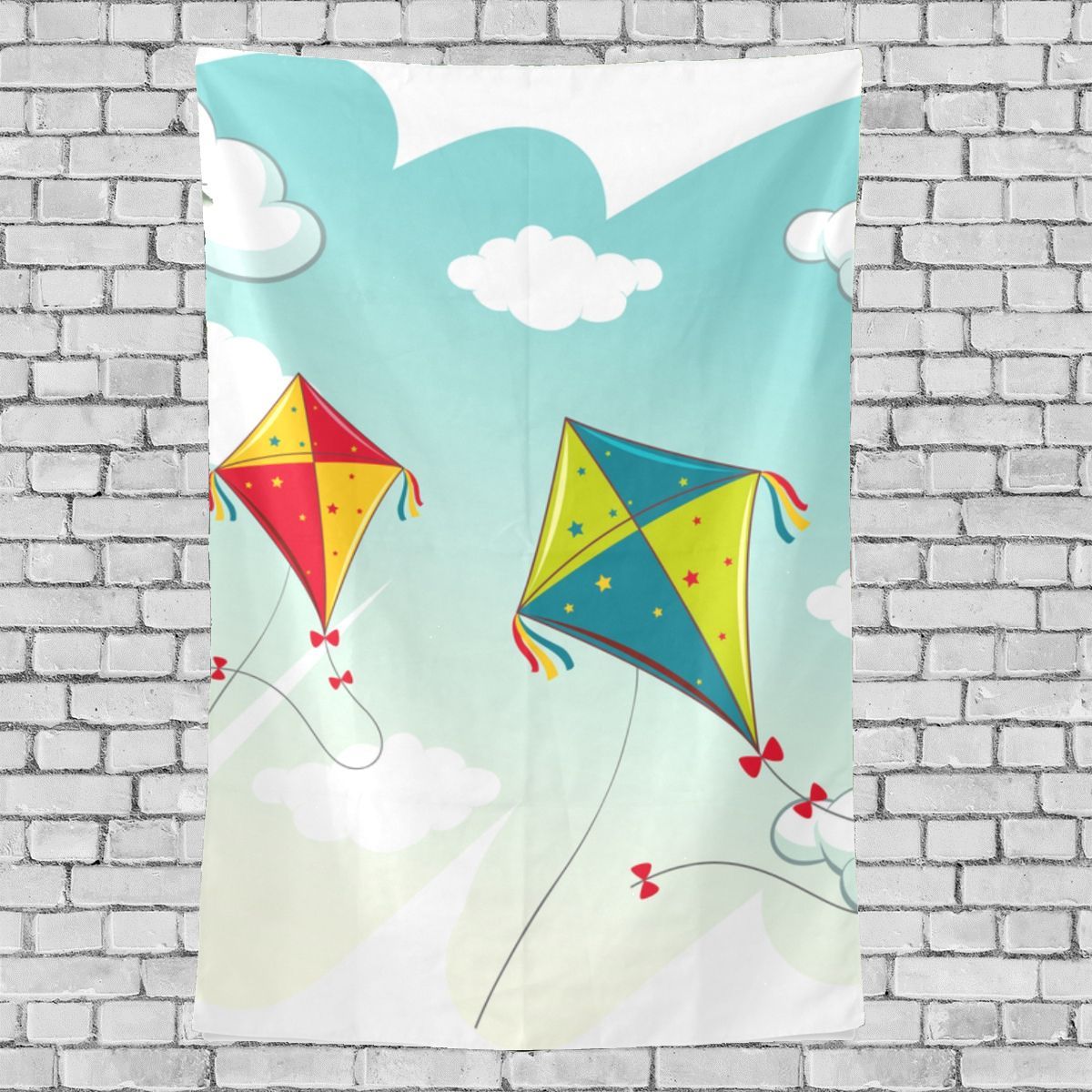 Hanging Wall Decor Colorful Kite Flying In Sky Pattern Large Tapestry
