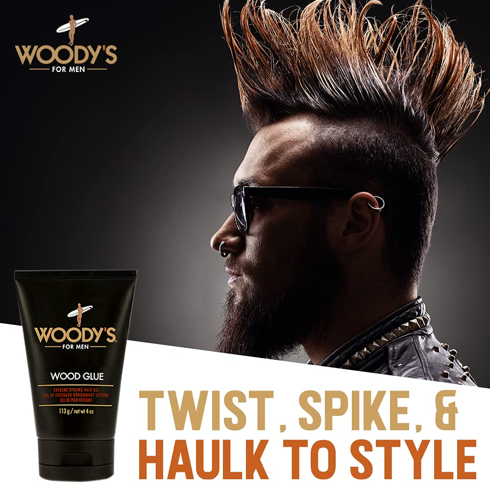 Woody's Wood Glue Extreme Styling Hair Gel, 4 fl oz Woodys for Men