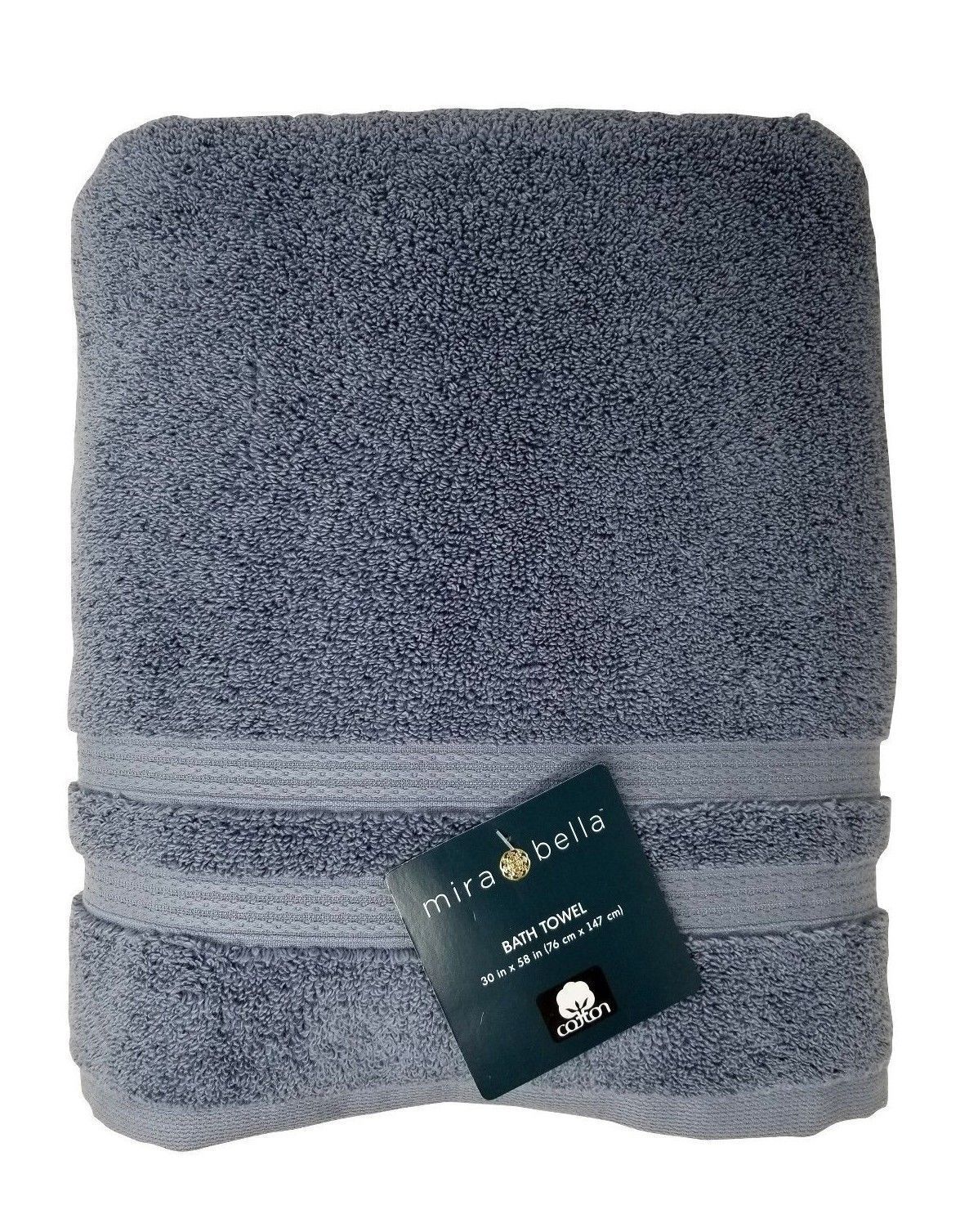 Mira Bella Cotton Bath Towel 30" x 58" Made in India Blue Towels & Washcloths