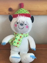 HugFun Plush White Young Yeti w Christmas Hat &amp; Scarf Stuffed Animal Dol... - $12.19