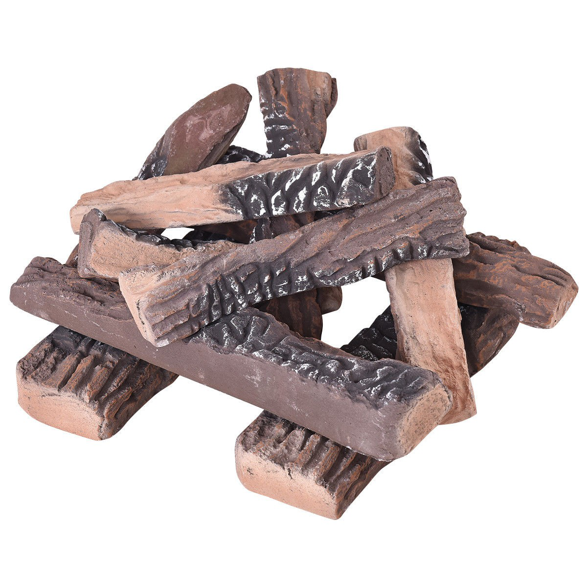 10 PCS Ceramic Wood Logs Gas Fireplace Imitation Wood Propane Firepit