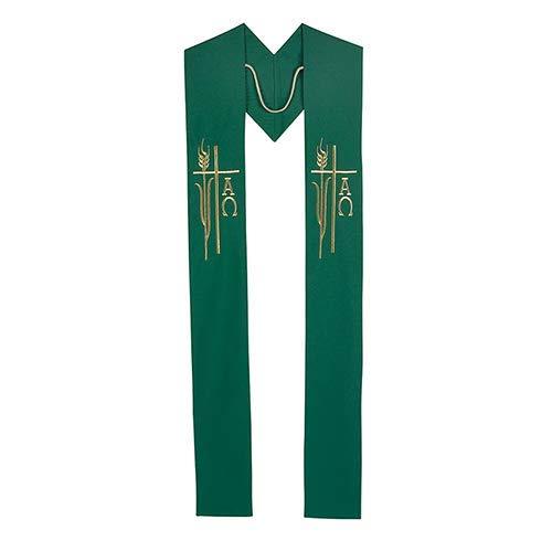 Christian Brands Catholic Embroidered Alpha Omega Stole (Green)