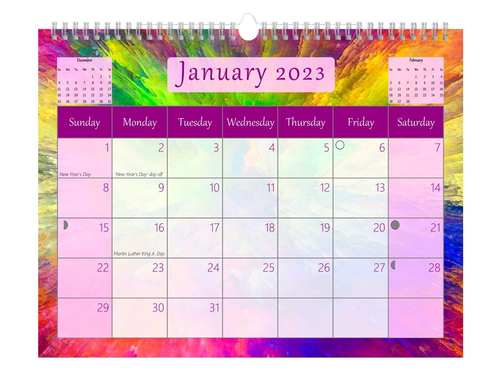 2023 Monthly Spiral-Bound Wall / Desk Calendar - 12 Months - v26