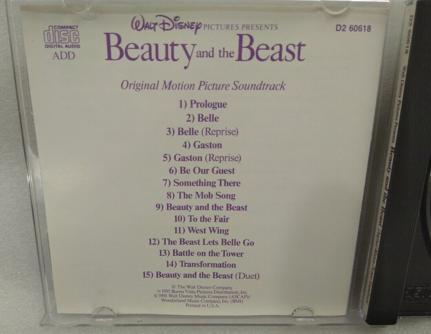 CD Walt Disney Pictures Presents Beauty and the Beast, Soundtrack (CD