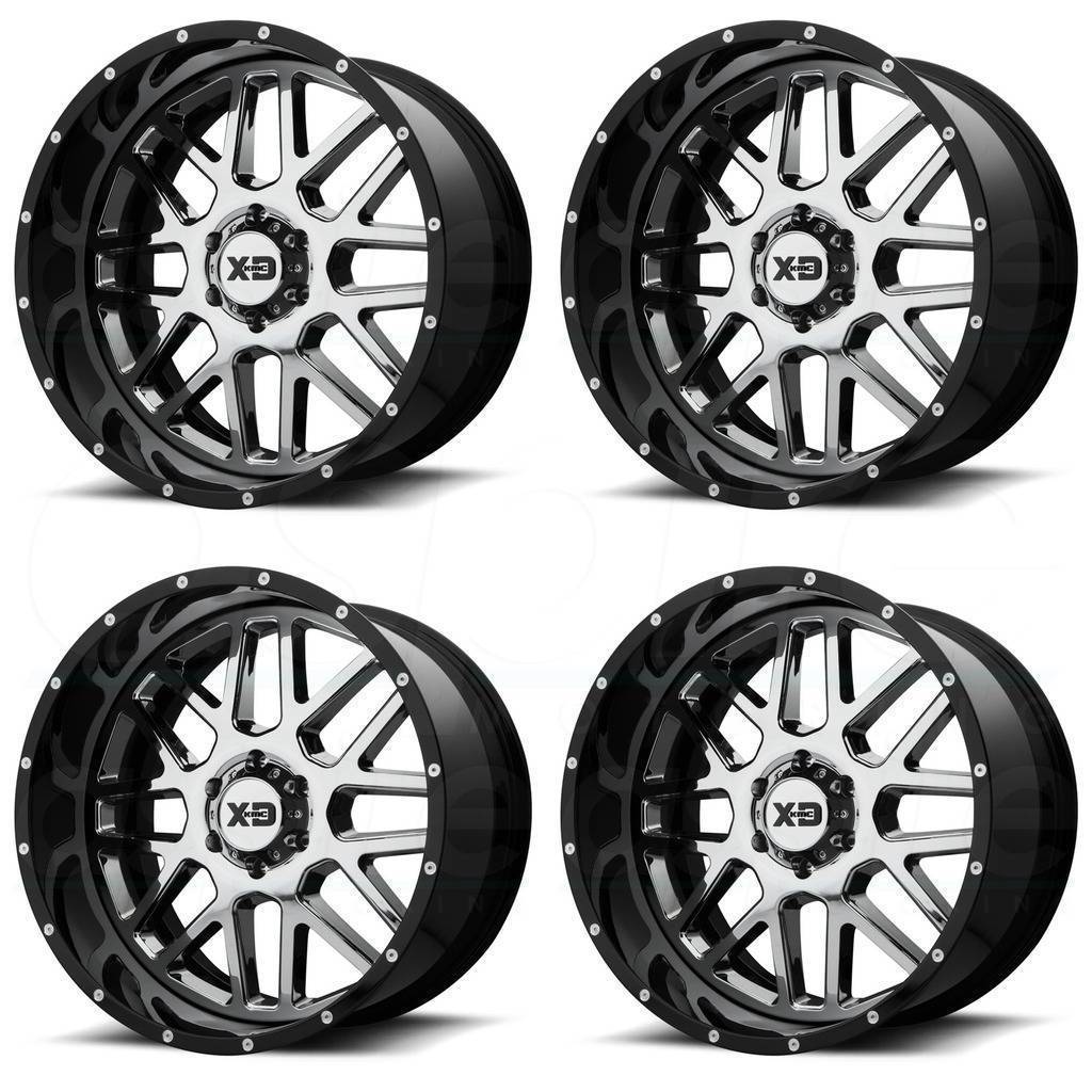 22x12 XD XD201 Grenade 8x180 -44 Chrome Black Wheels Rims Set(4) - Wheels