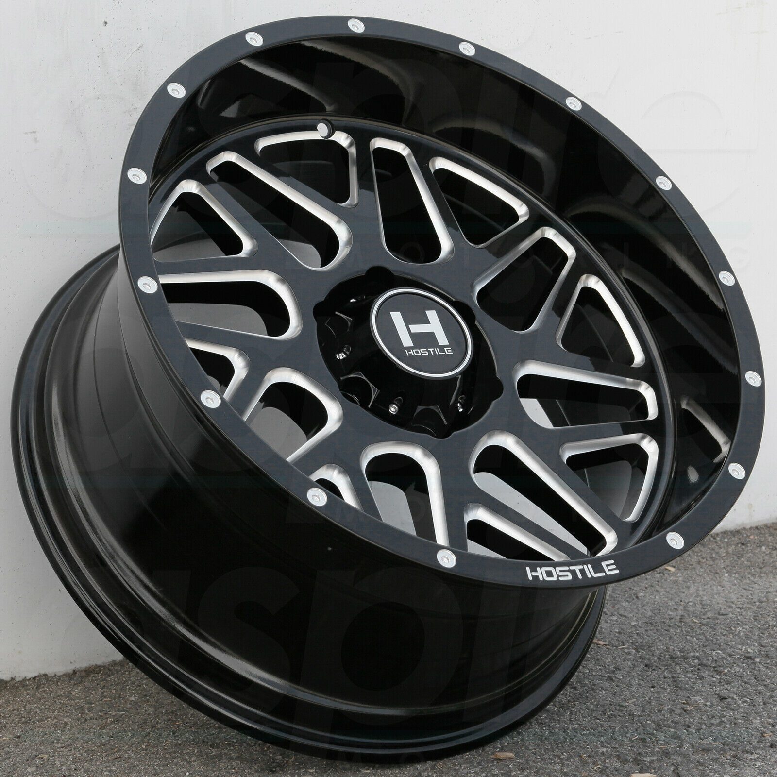 One 20x10 Hostile H108 Sprocket 5x5/5x127 19 Black Milled Wheels New