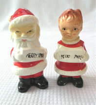 Vintage Santa and Mrs. Claus Salt Pepper Shakers Ceramic Christmas Figur... - $12.00