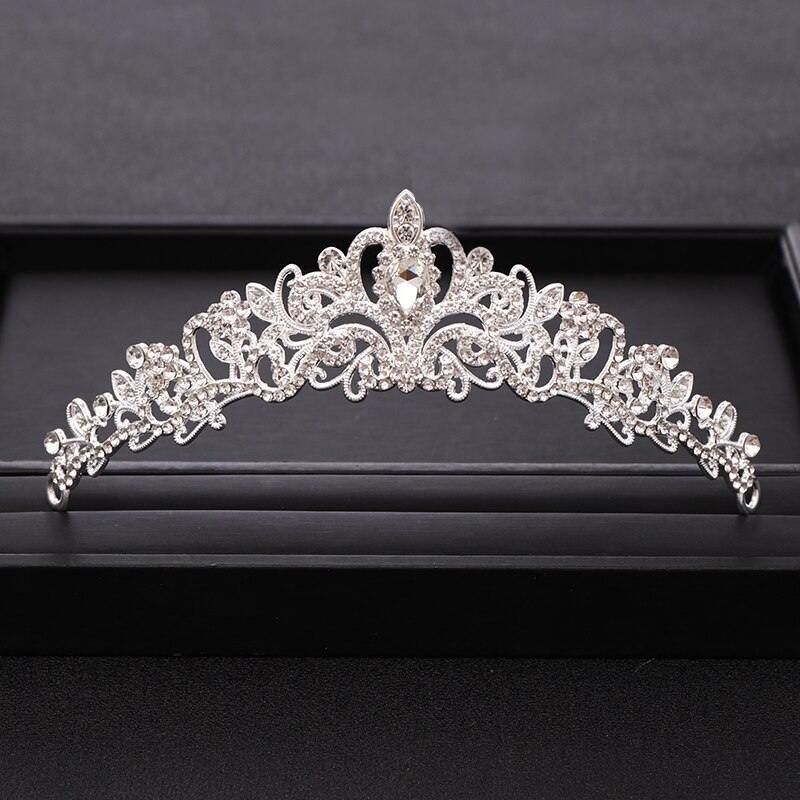 AiliBride Bridal Tiara Crown Queen Wedding Hair Accessories Crystal Princess Cro