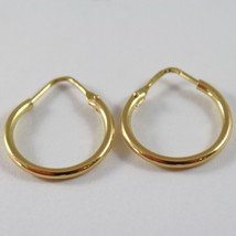 18K YELLOW GOLD ROUND CIRCLE EARRINGS DIAMETER 13 MM WIDTH 1.7 MM, MADE IN ITALY image 2